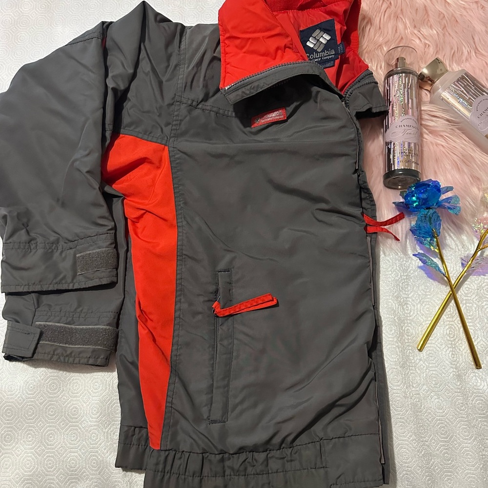 Columbia Kids Charcoal and Scarlet Puffer Jacket